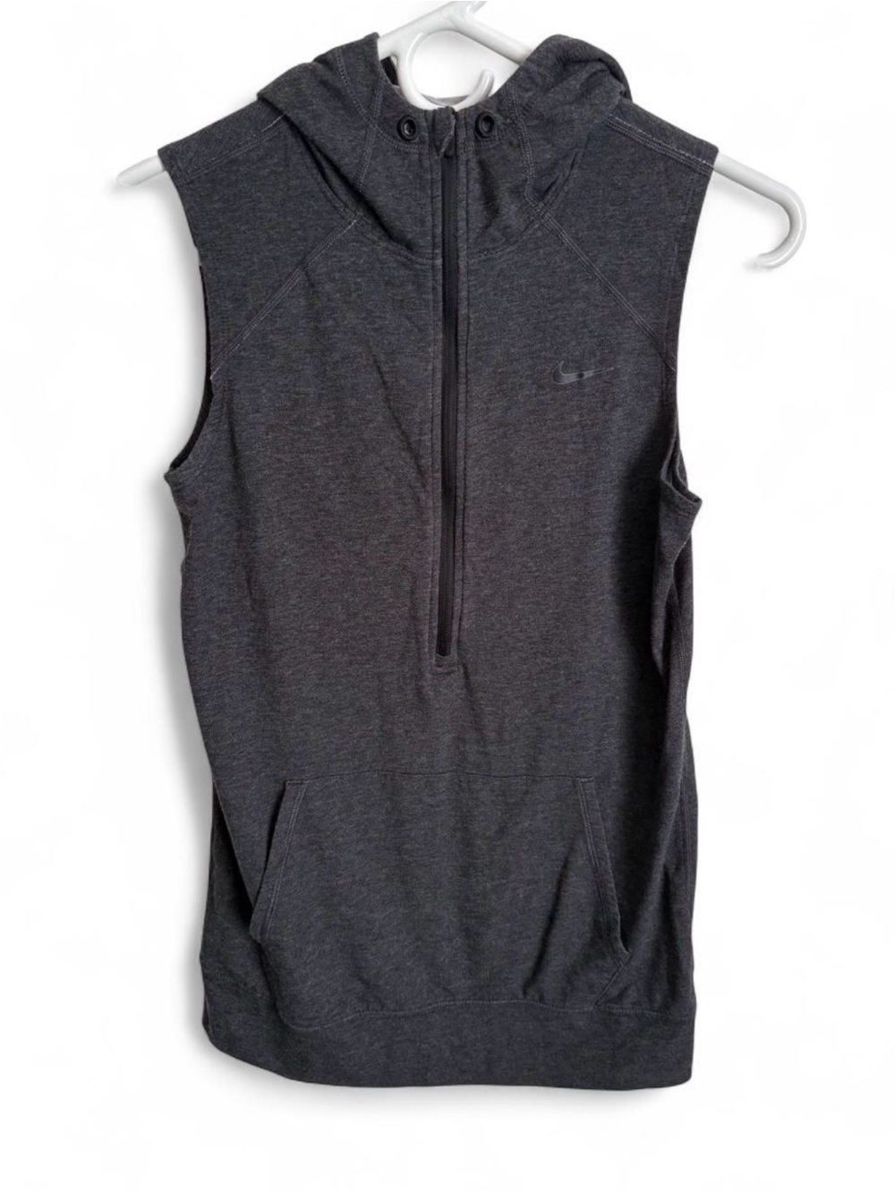 Nike Obsessed Dri-Fit Half Zip Sleeveless Hoodie Vest Charcoal Gray Women's XS